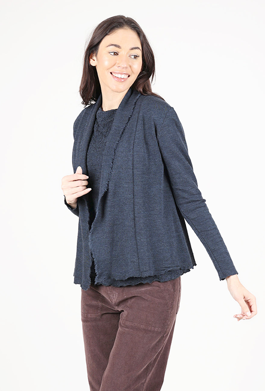 By Basics Raw Edge Short Cardie, Midnight Blue Melange 