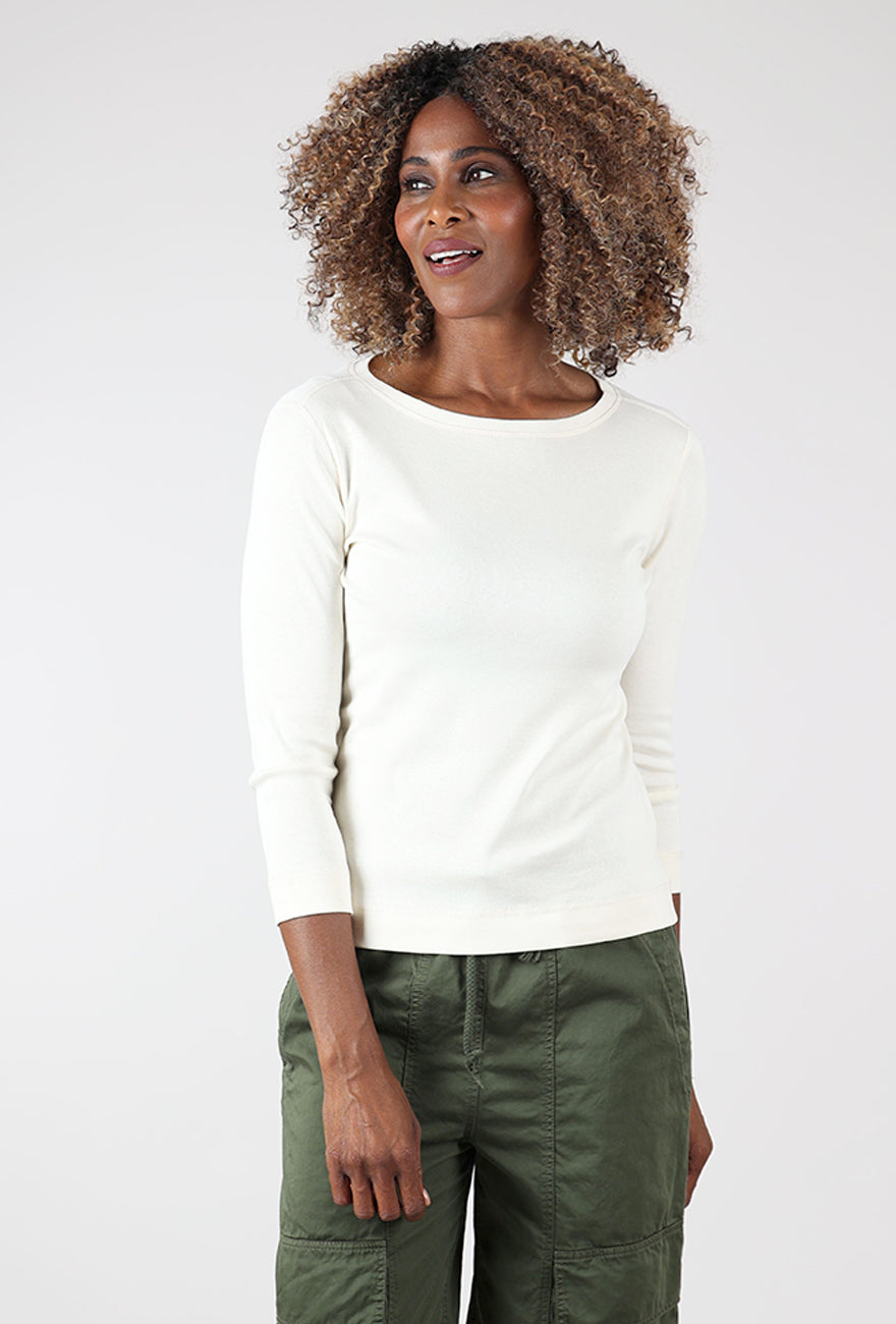Organic Cotton Boatneck Tee, Raw White