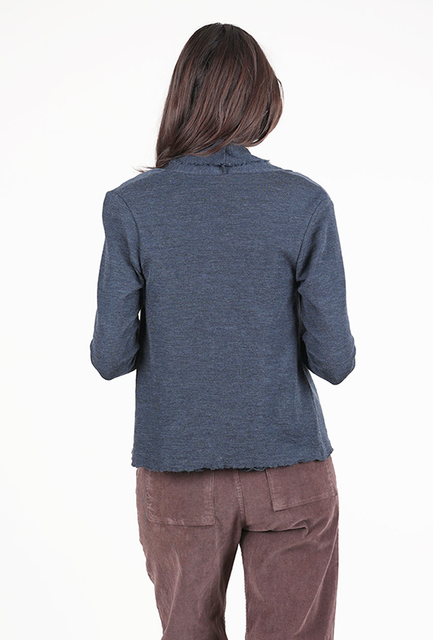 By Basics Raw Edge Short Cardie, Midnight Blue Melange 