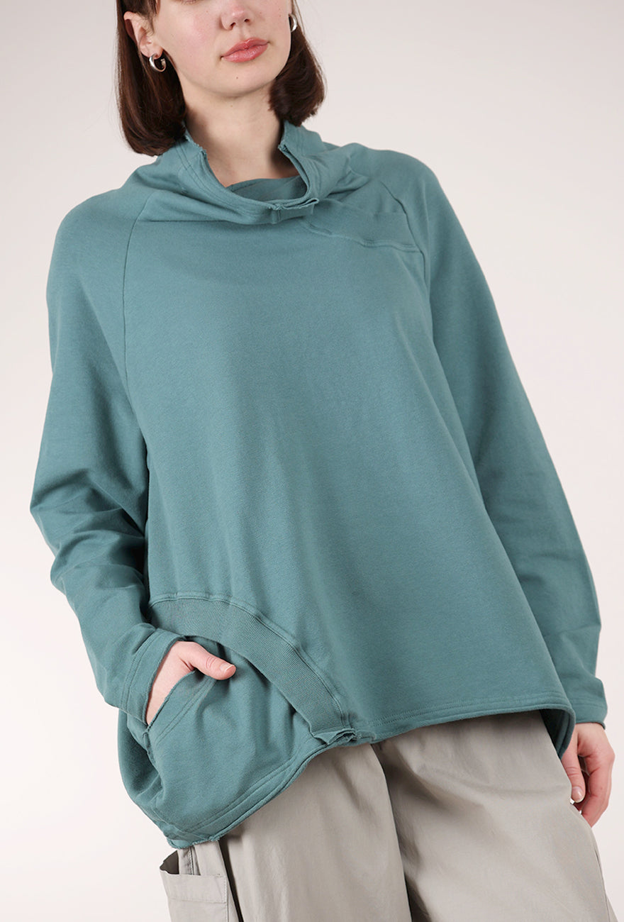 Rundholz French Terry Drape-Neck Sweatshirt, Grass 