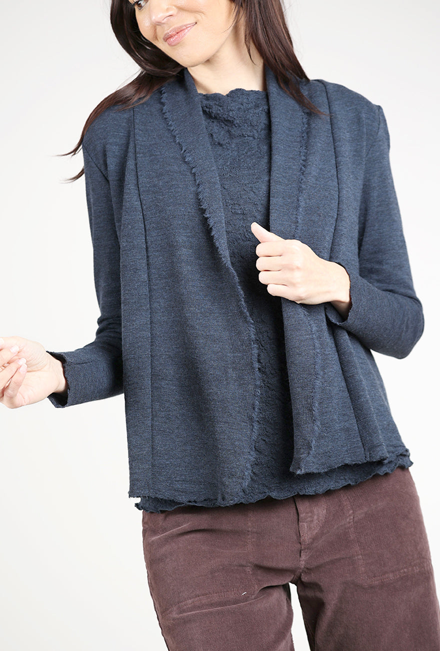 By Basics Raw Edge Short Cardie, Midnight Blue Melange 