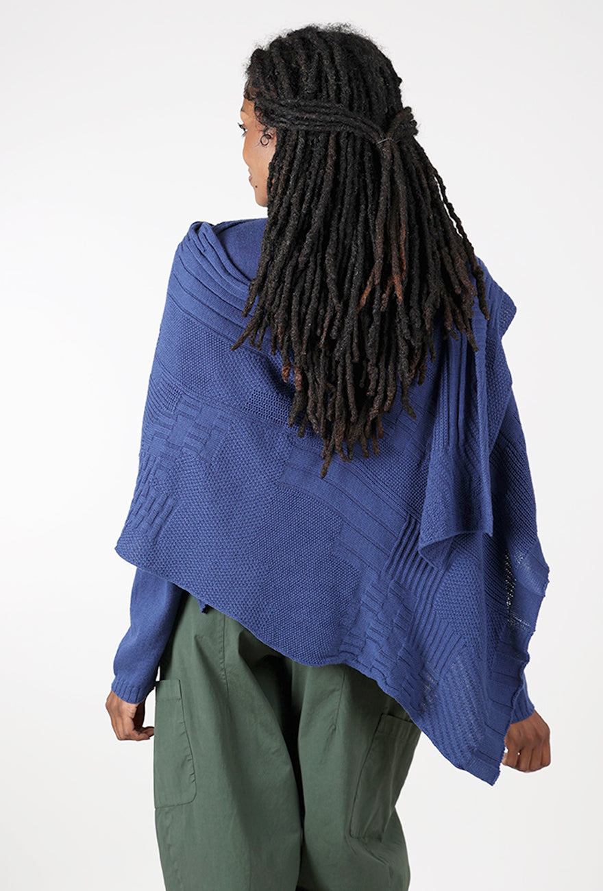 Lurdes Bergada Rib Trim Wrap Scarf, Azure 