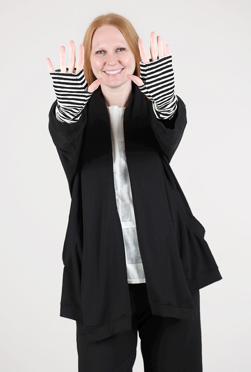 Merino Wool Wrist Warmers, White/Black