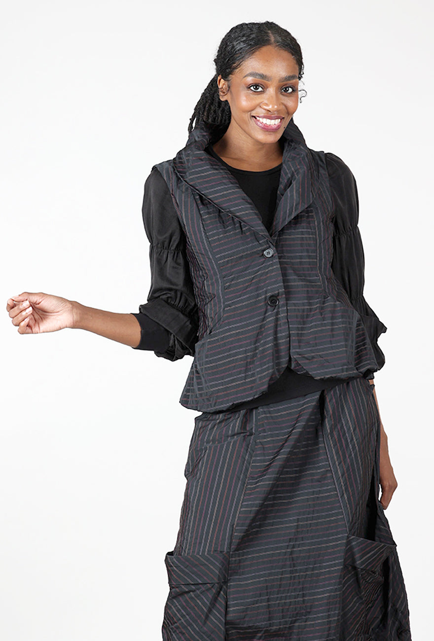 Caitlyn Vest, Black/Plum