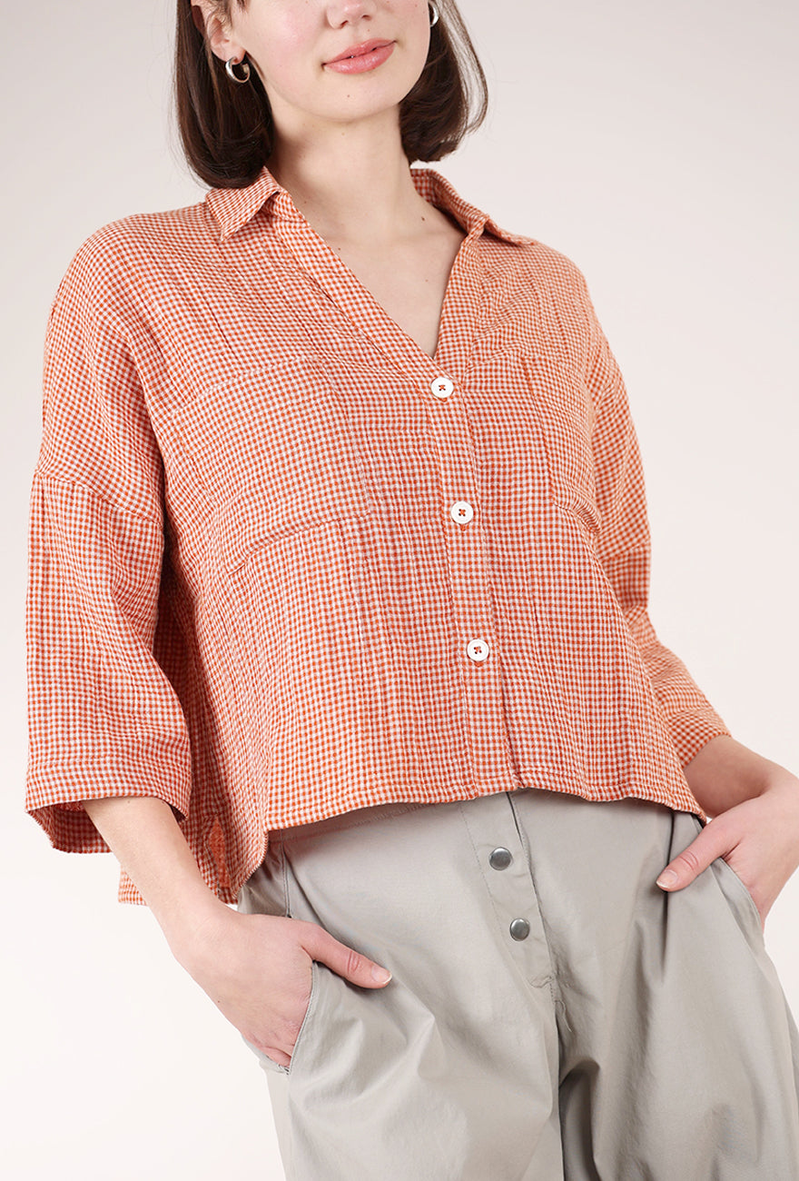 Bibico Cotton Ava Blouse, Rust Check 