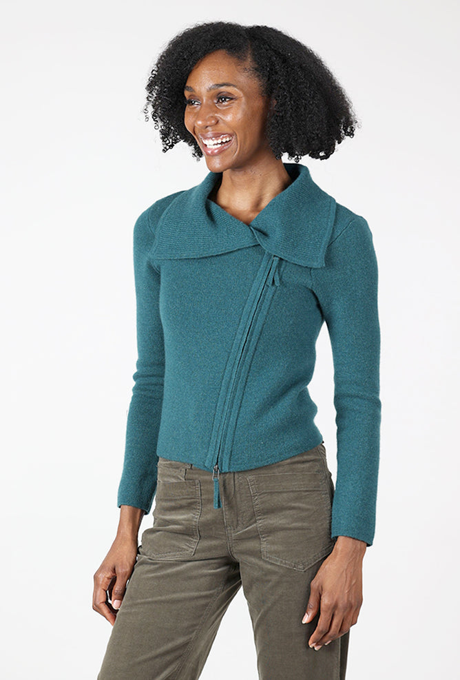 Margaret O'Leary St. Brigid Moto Sweater, Pine 