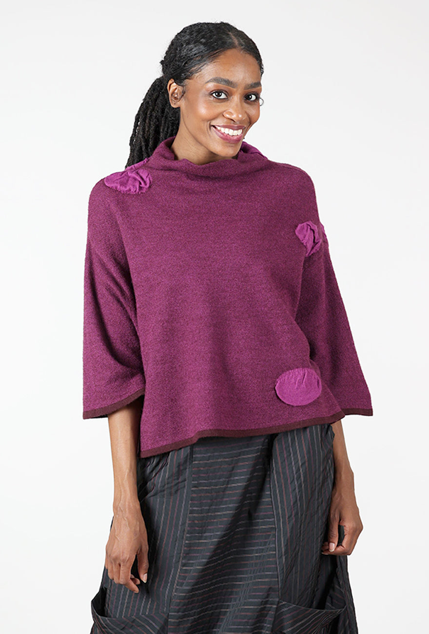 Birdseye Wool Dot Pullover, Plum