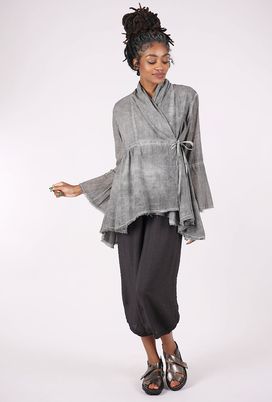 Baci Shawl Collar Wrap Top, Onyx 