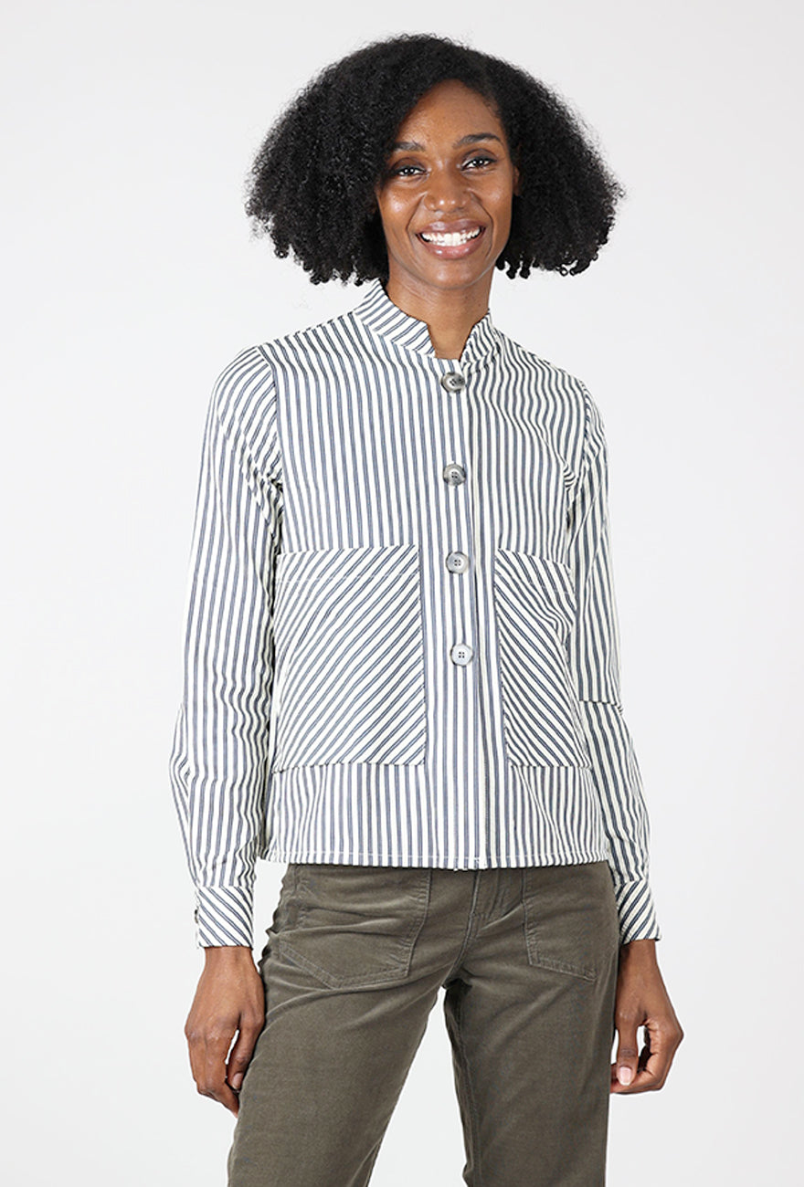Poplar Button Up Shirt, Blue Stripe