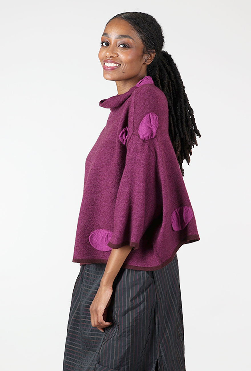 Birdseye Wool Dot Pullover, Plum