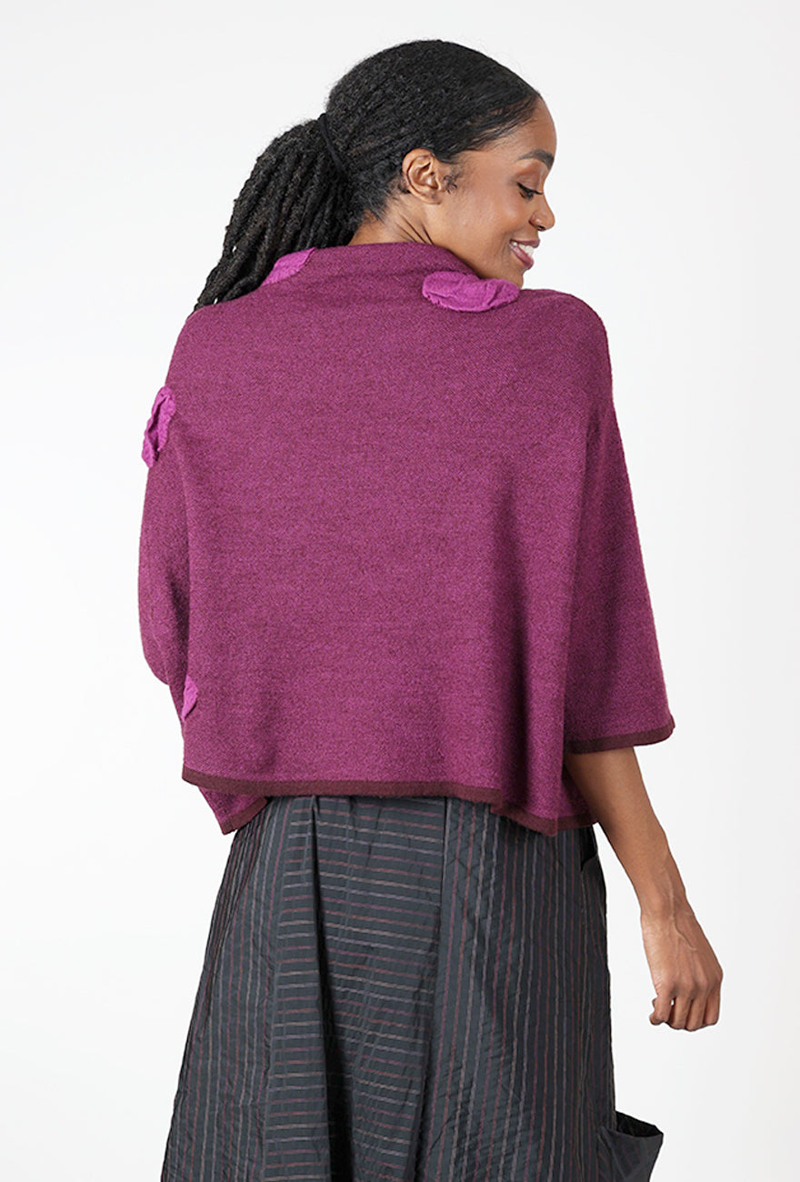 Birdseye Wool Dot Pullover, Plum Angle 3