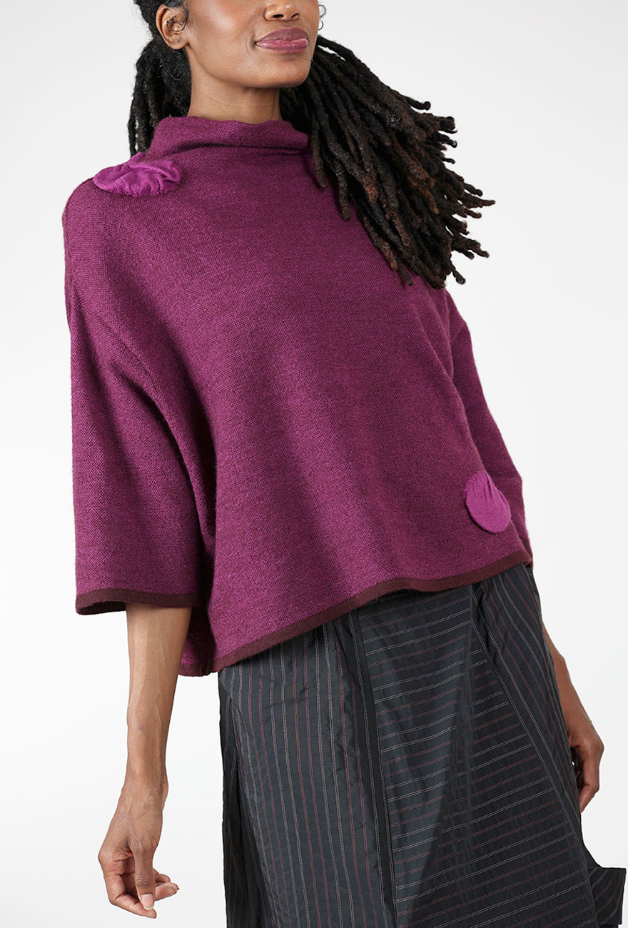 Birdseye Wool Dot Pullover, Plum