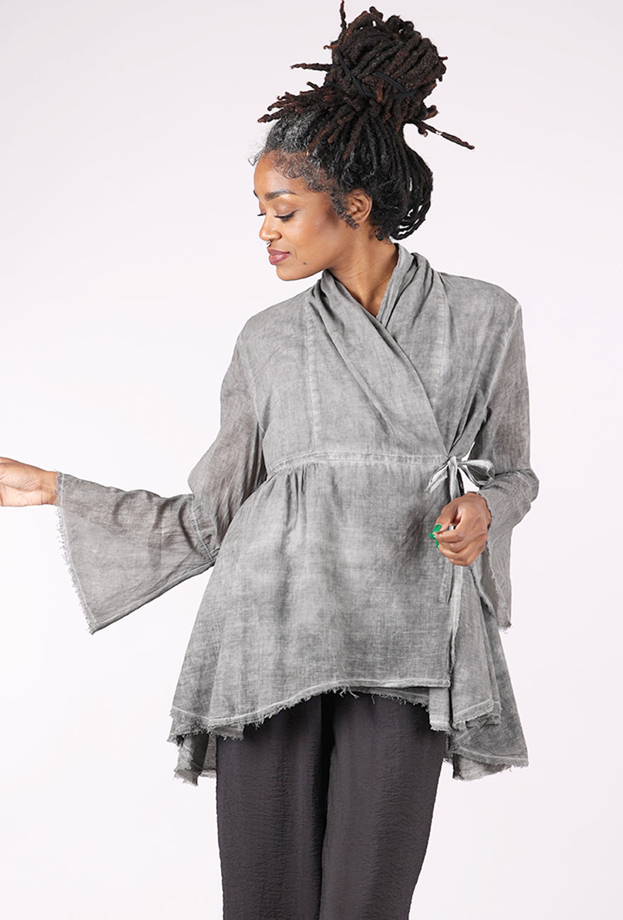 Baci Shawl Collar Wrap Top, Onyx 