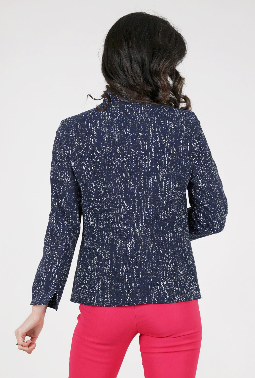 Estelle & Finn Shaped Print Jacket, Navy/White 