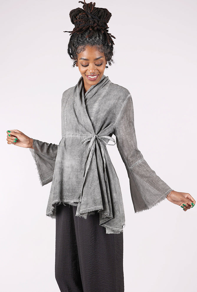 Shawl Collar Wrap Top, Onyx