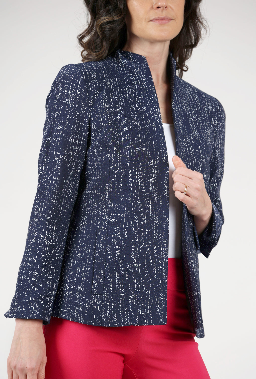 Estelle & Finn Shaped Print Jacket, Navy/White 