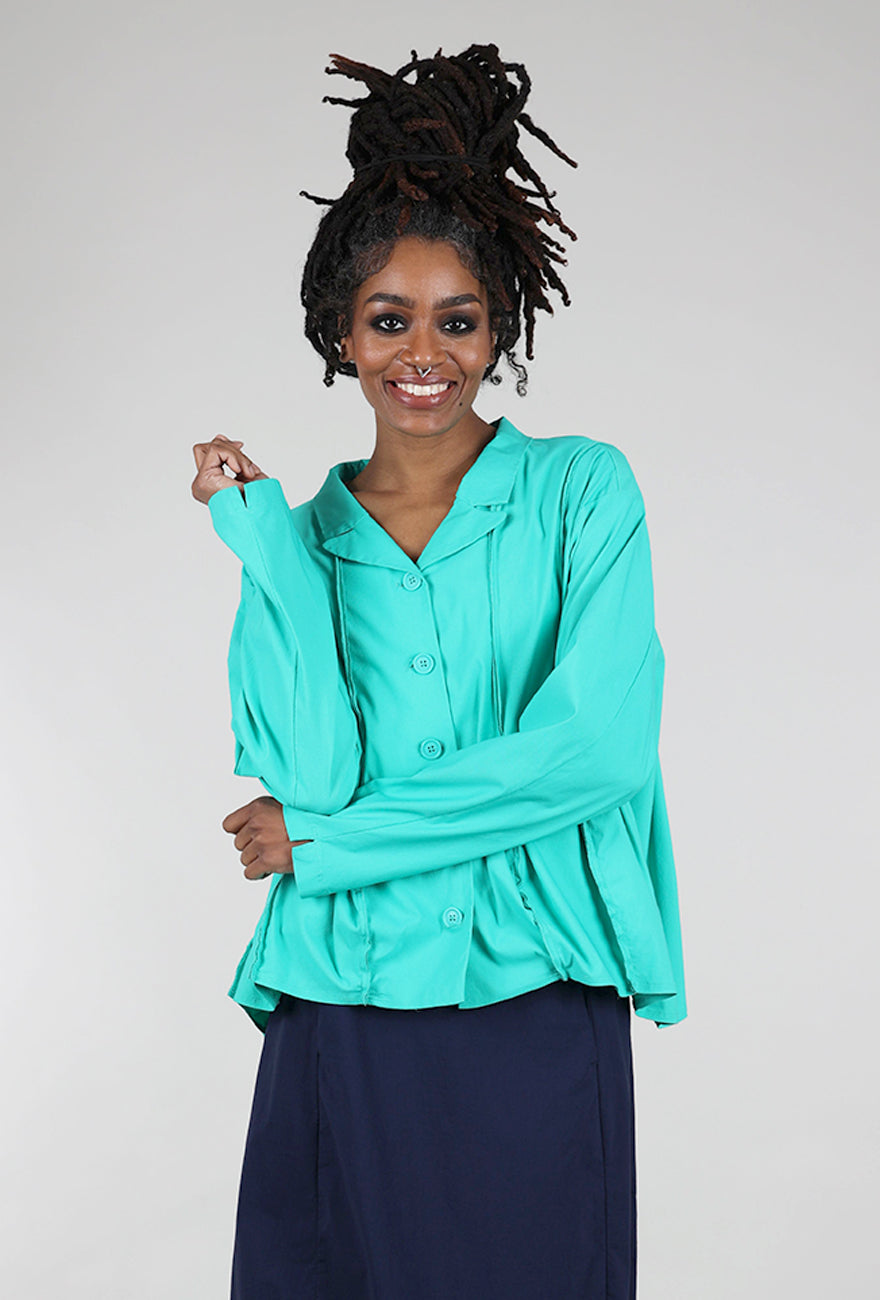 Rundholz Twill Tech Petal Seam Crop Jacket, Aqua 