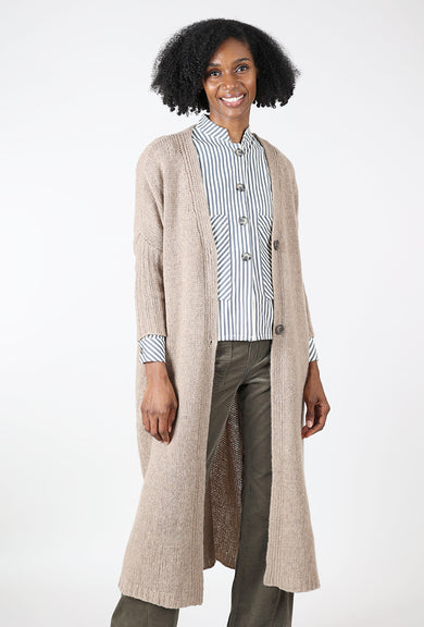 Sort Aarhus Jade Long Cardigan, Cardboard 