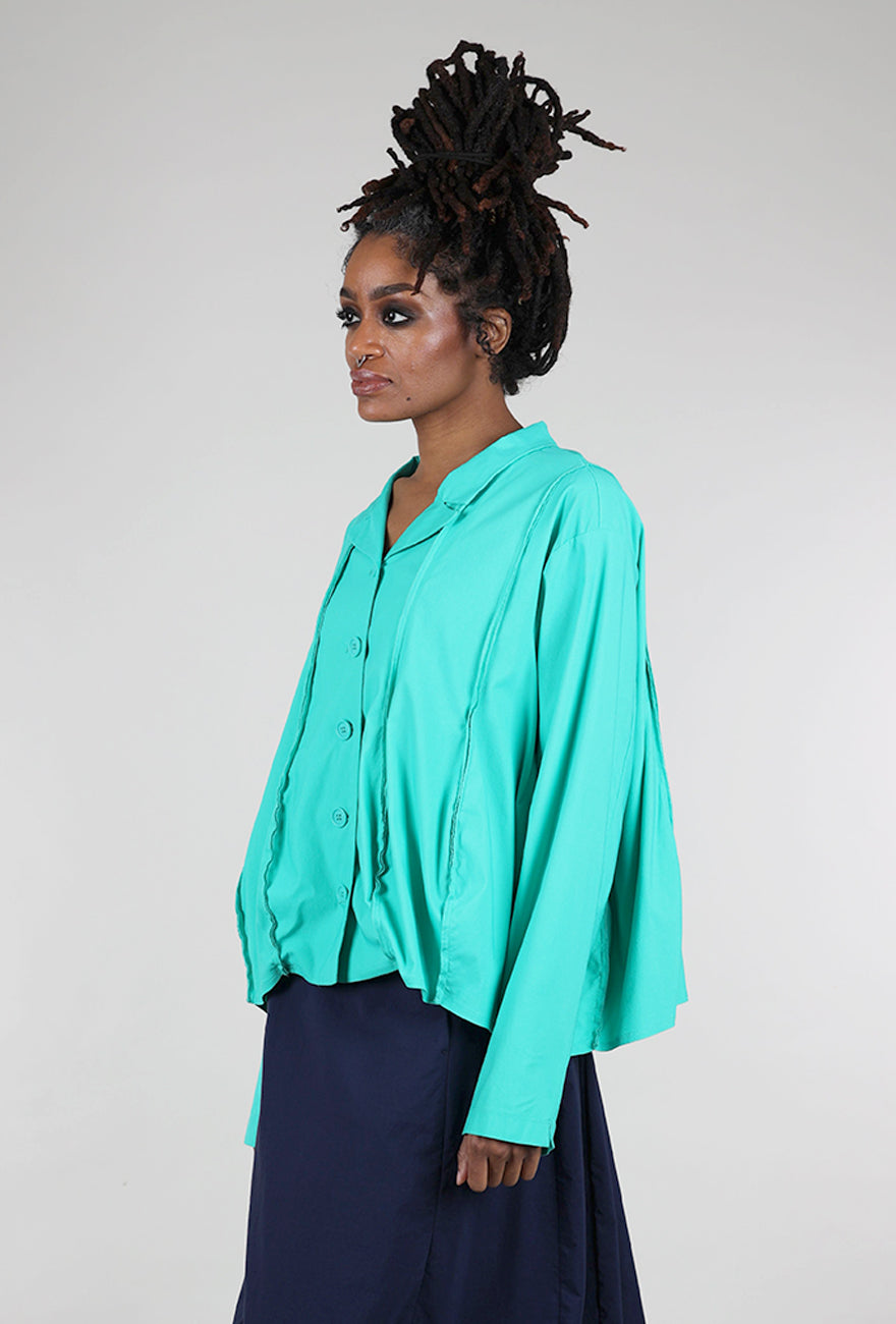 Rundholz Twill Tech Petal Seam Crop Jacket, Aqua 