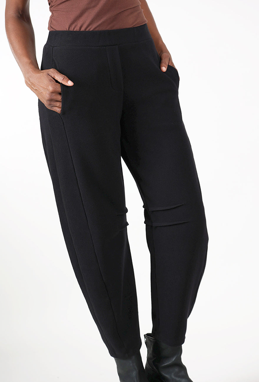 Cotton Twill Arch Leg Pant, Black Angle 4