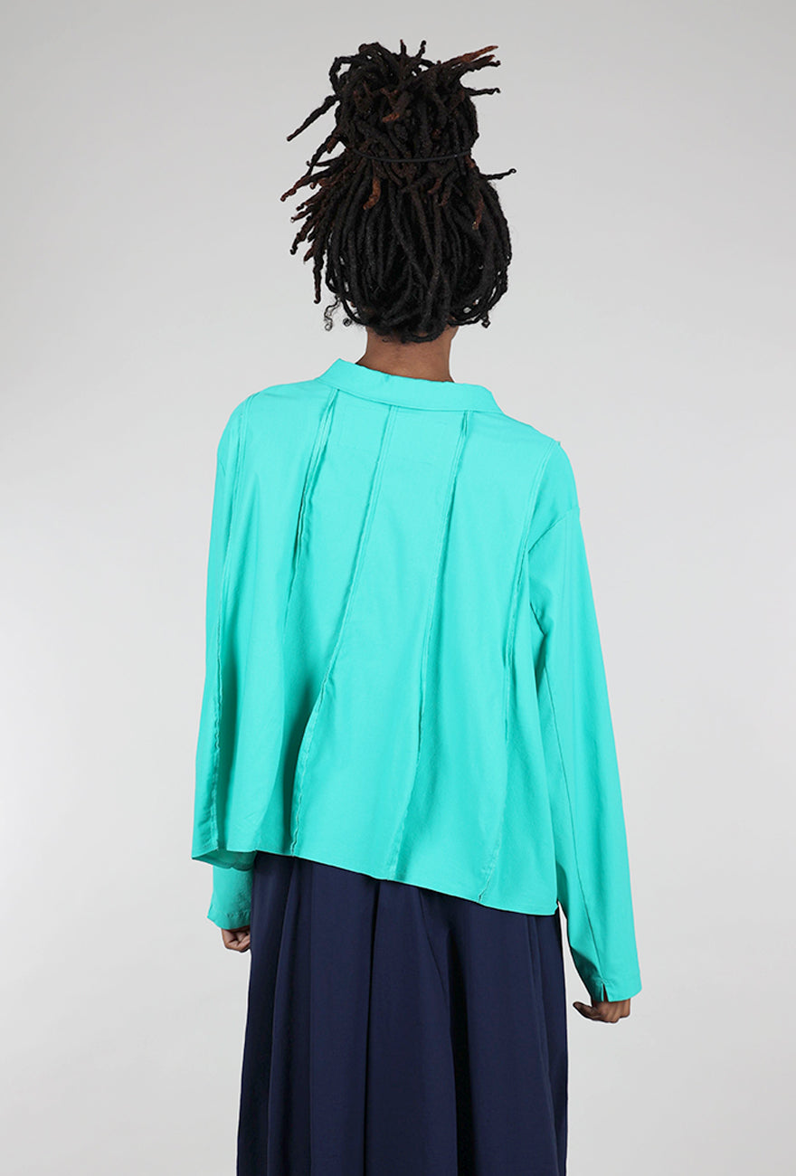 Rundholz Twill Tech Petal Seam Crop Jacket, Aqua 