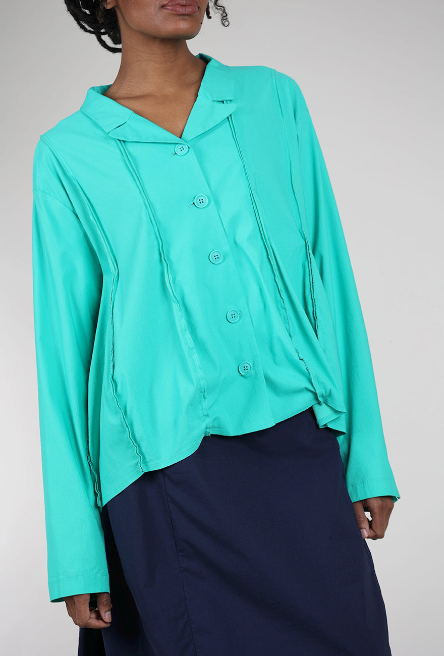 Rundholz Twill Tech Petal Seam Crop Jacket, Aqua 