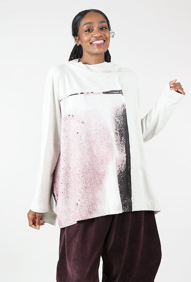 Moyuru Pebbled Cotton Swing Top, Oatmeal/Mauve 