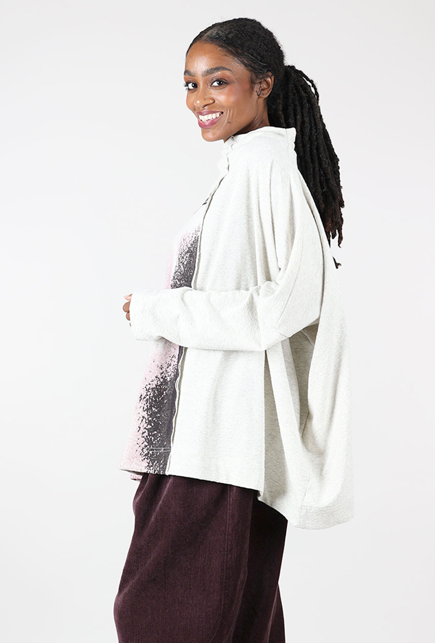 Pebbled Cotton Swing Top, Oatmeal/Mauve