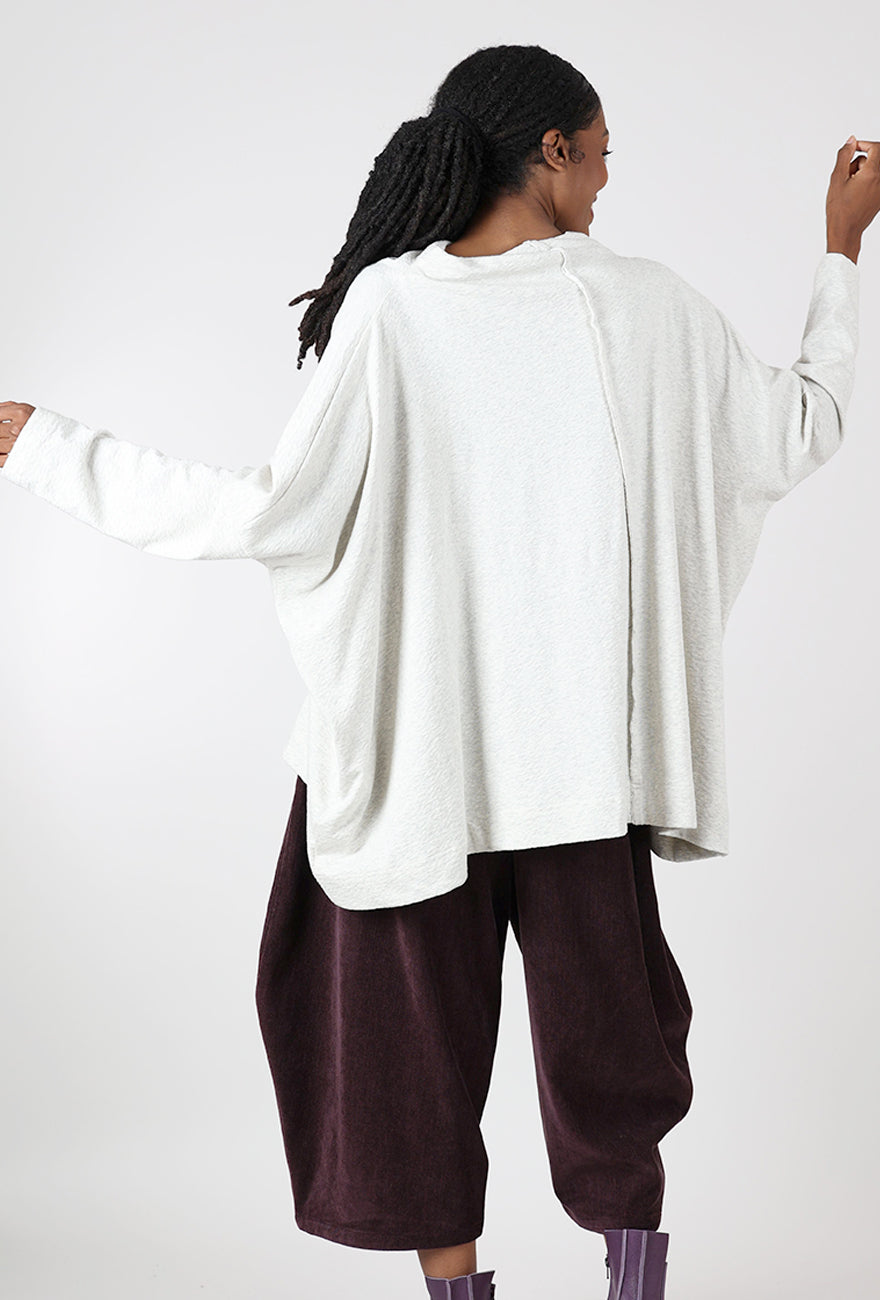 Pebbled Cotton Swing Top, Oatmeal/Mauve Angle 3