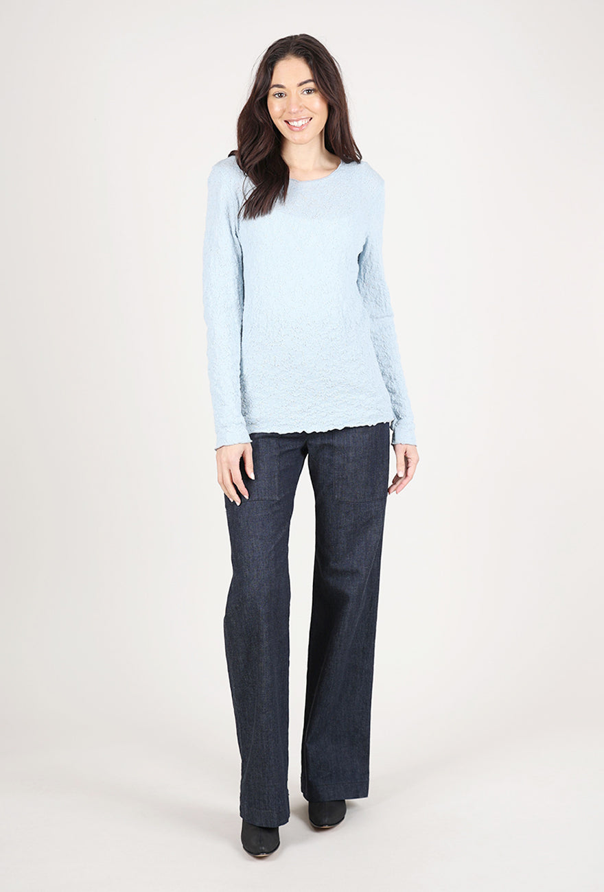 By Basics Bubble Wool Round Neck Pullover, Blue Mist 