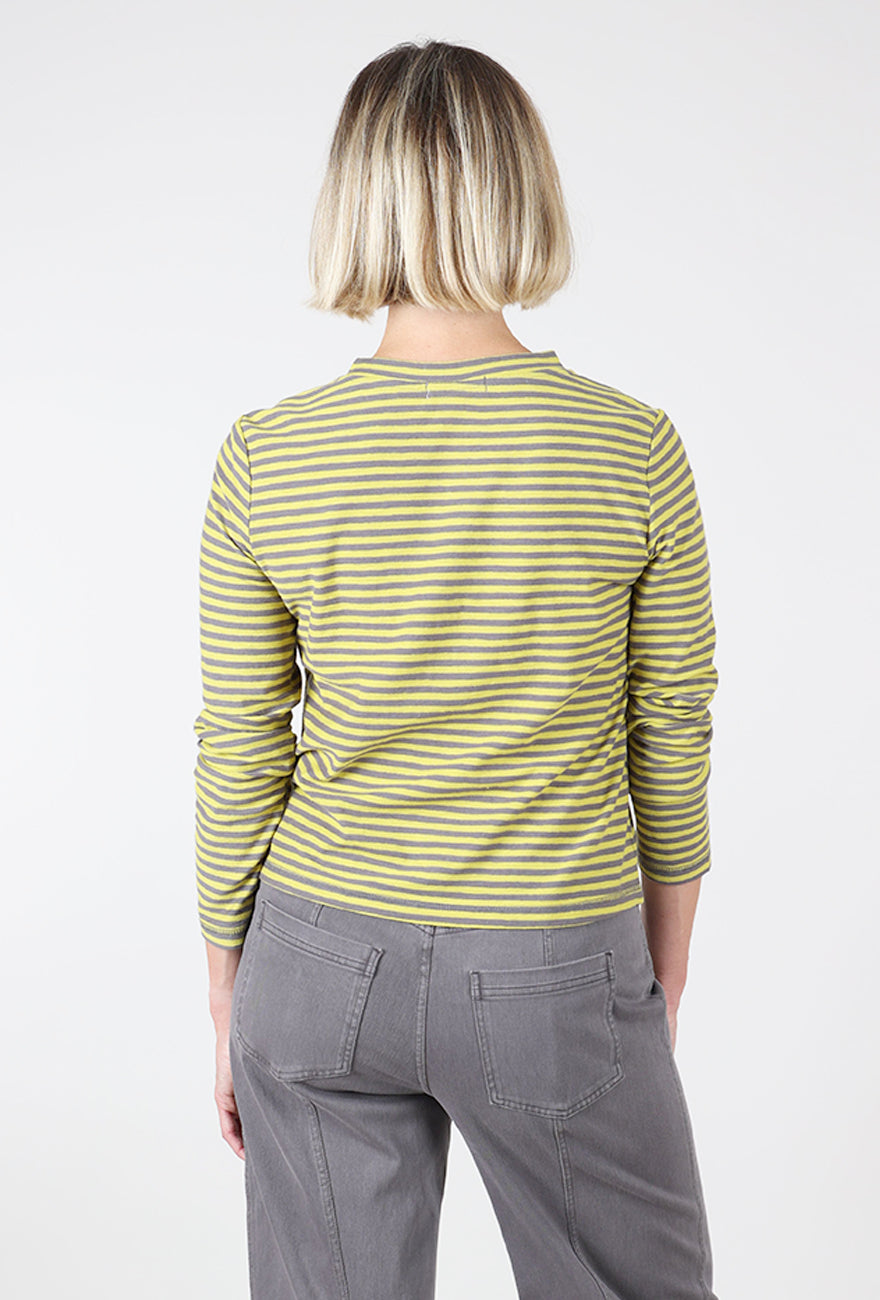 Verona Stripe Layover Tee, Citron Angle 3