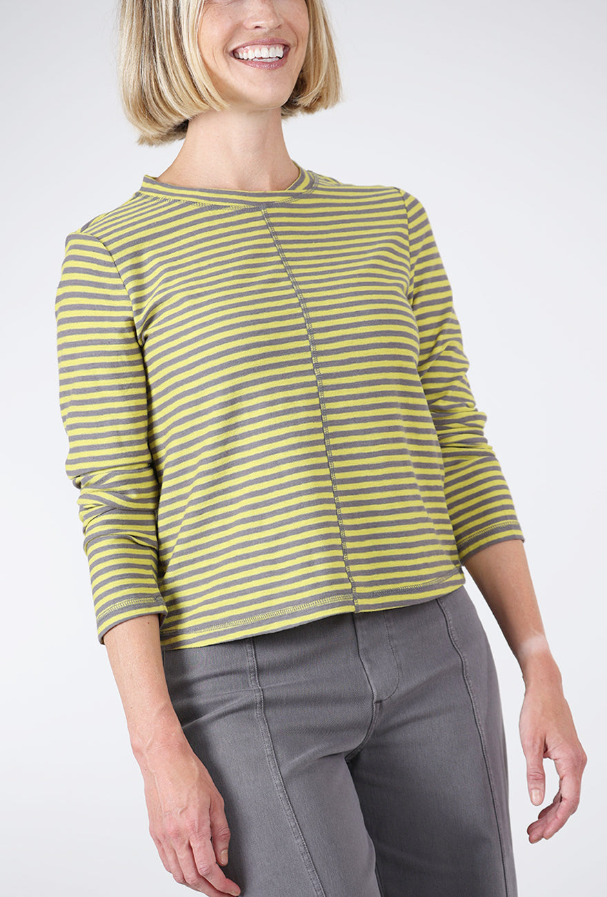 Verona Stripe Layover Tee, Citron