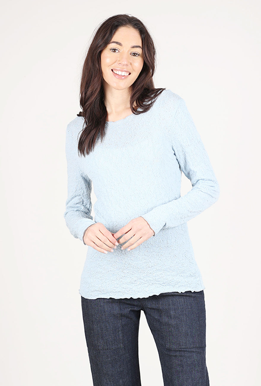 By Basics Bubble Wool Round Neck Pullover, Blue Mist 