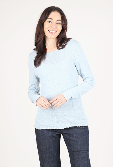 By Basics Bubble Wool Round Neck Pullover, Blue Mist 