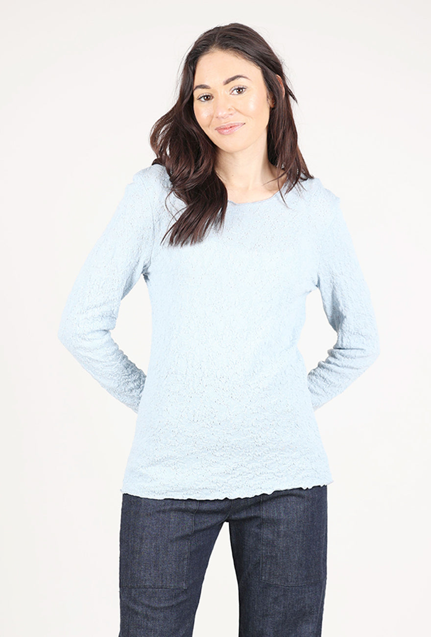 By Basics Bubble Wool Round Neck Pullover, Blue Mist 