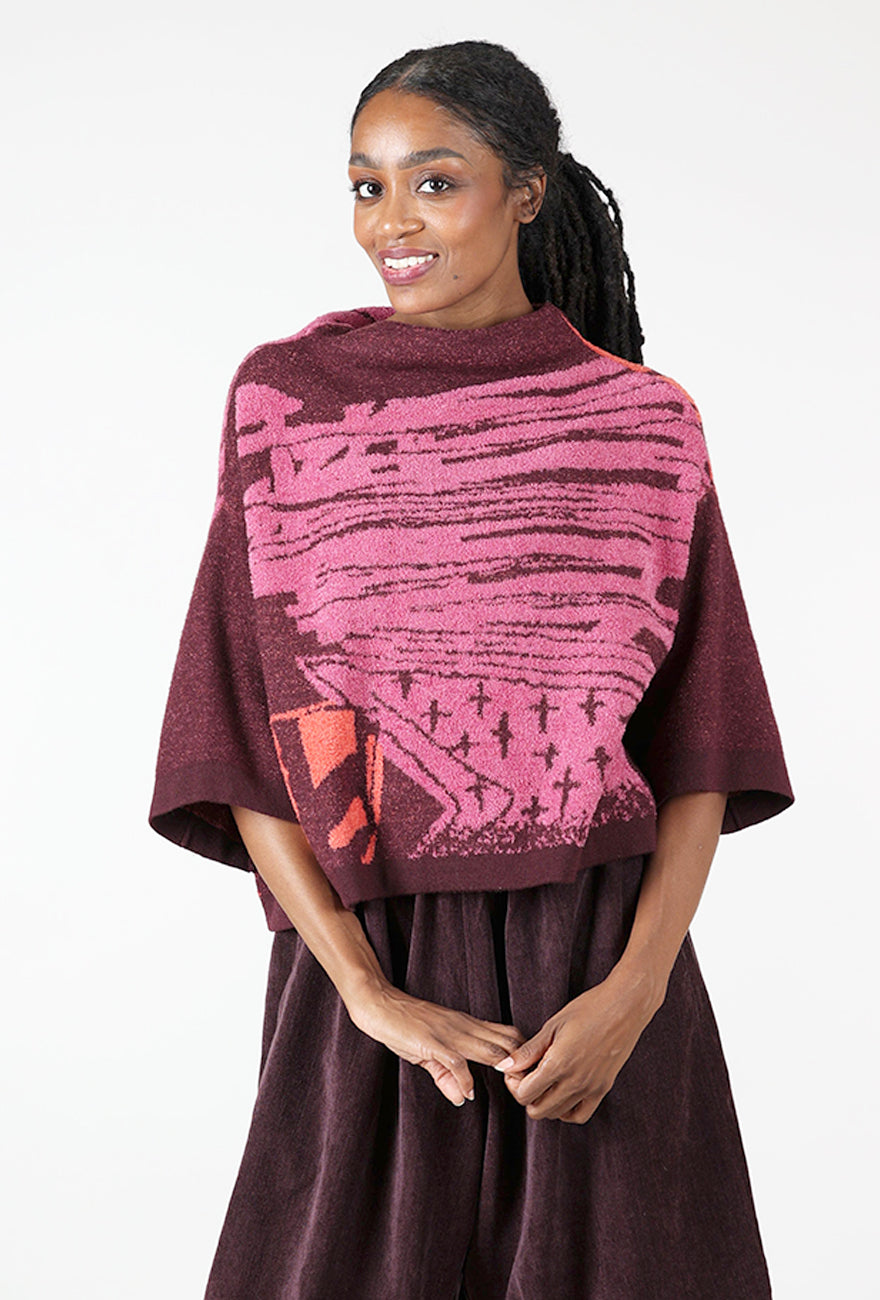 Double Face Lofted Pullover, Plum/Pink