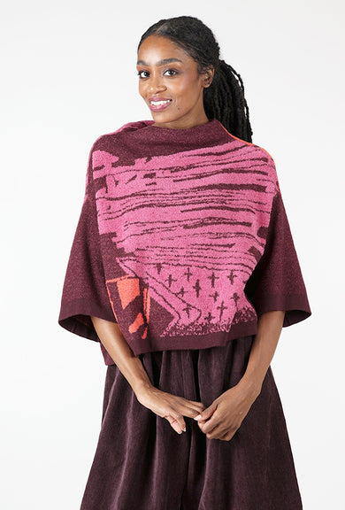 Moyuru Double Face Lofted Pullover, Plum/Pink 