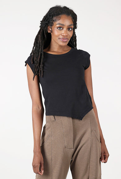 Lurdes Bergada Trim Cap Asym Tee, Black 
