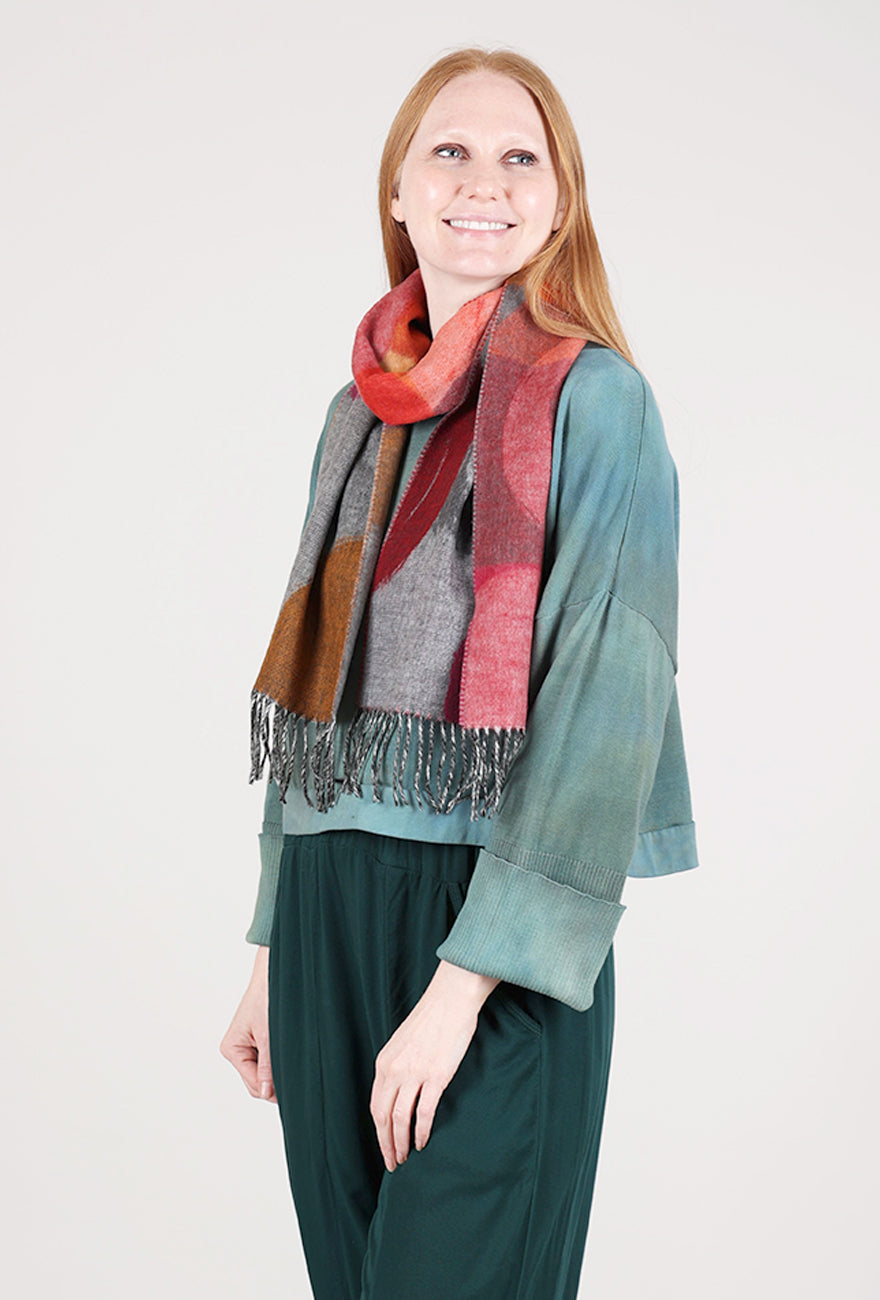 FRAAS - The Scarf Company Brushstroke Circles Scarf, Brick 