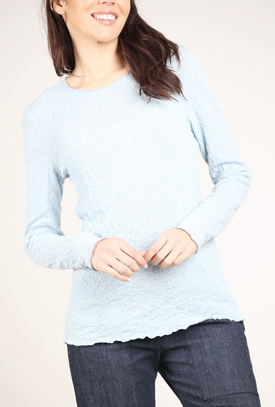 By Basics Bubble Wool Round Neck Pullover, Blue Mist 
