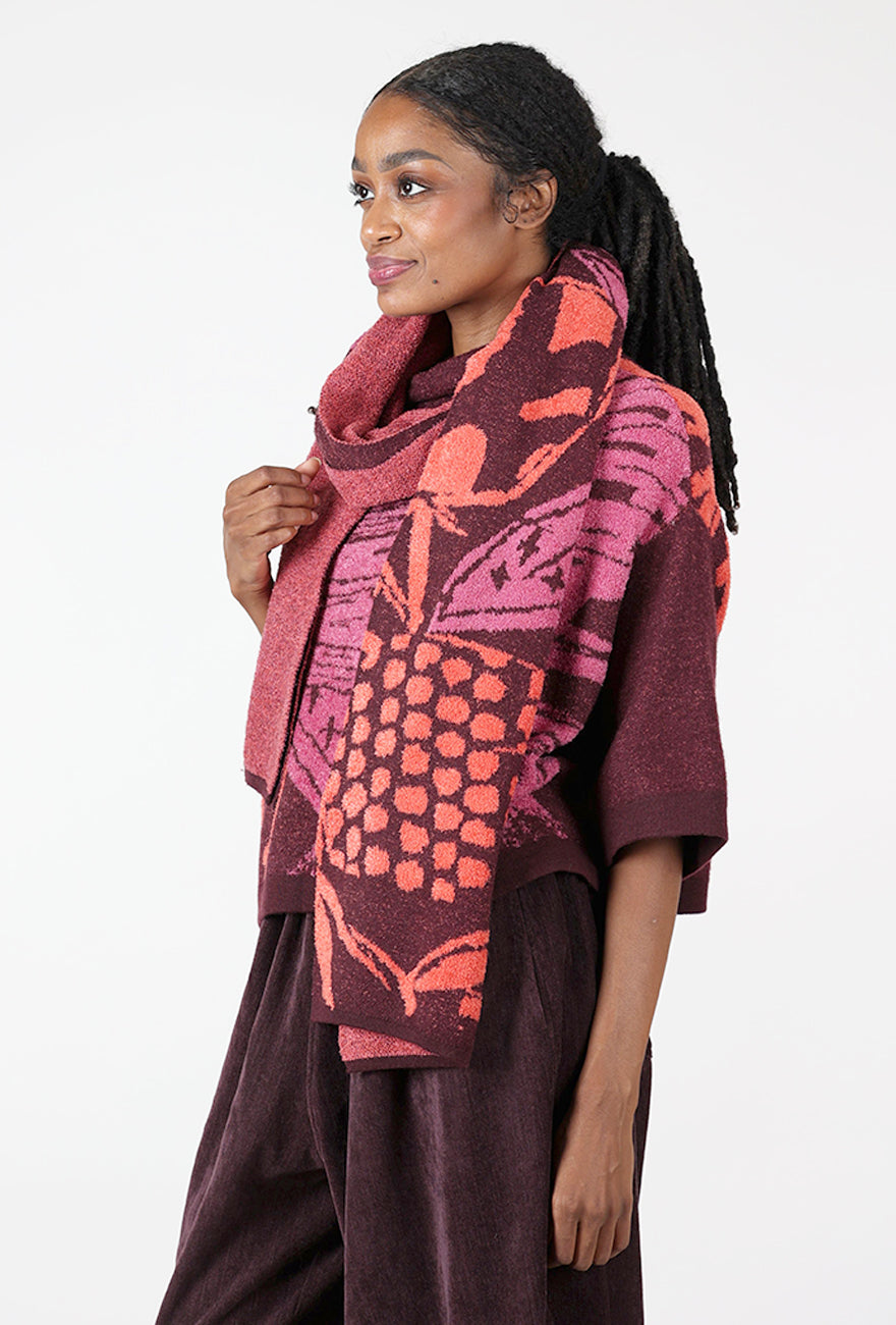 Double Face Lofted Stole, Plum/Pink