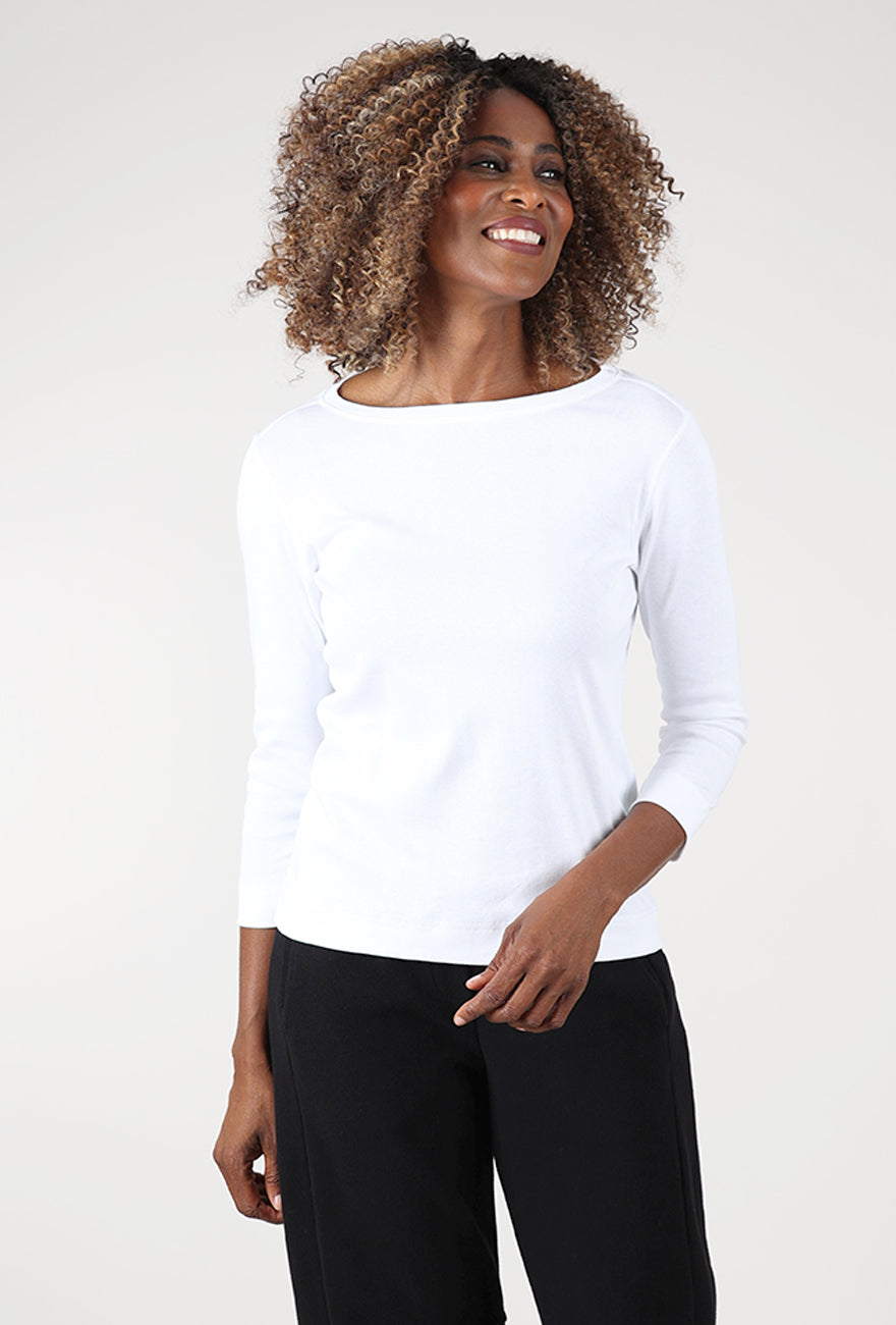 Organic Cotton Boatneck Tee, White