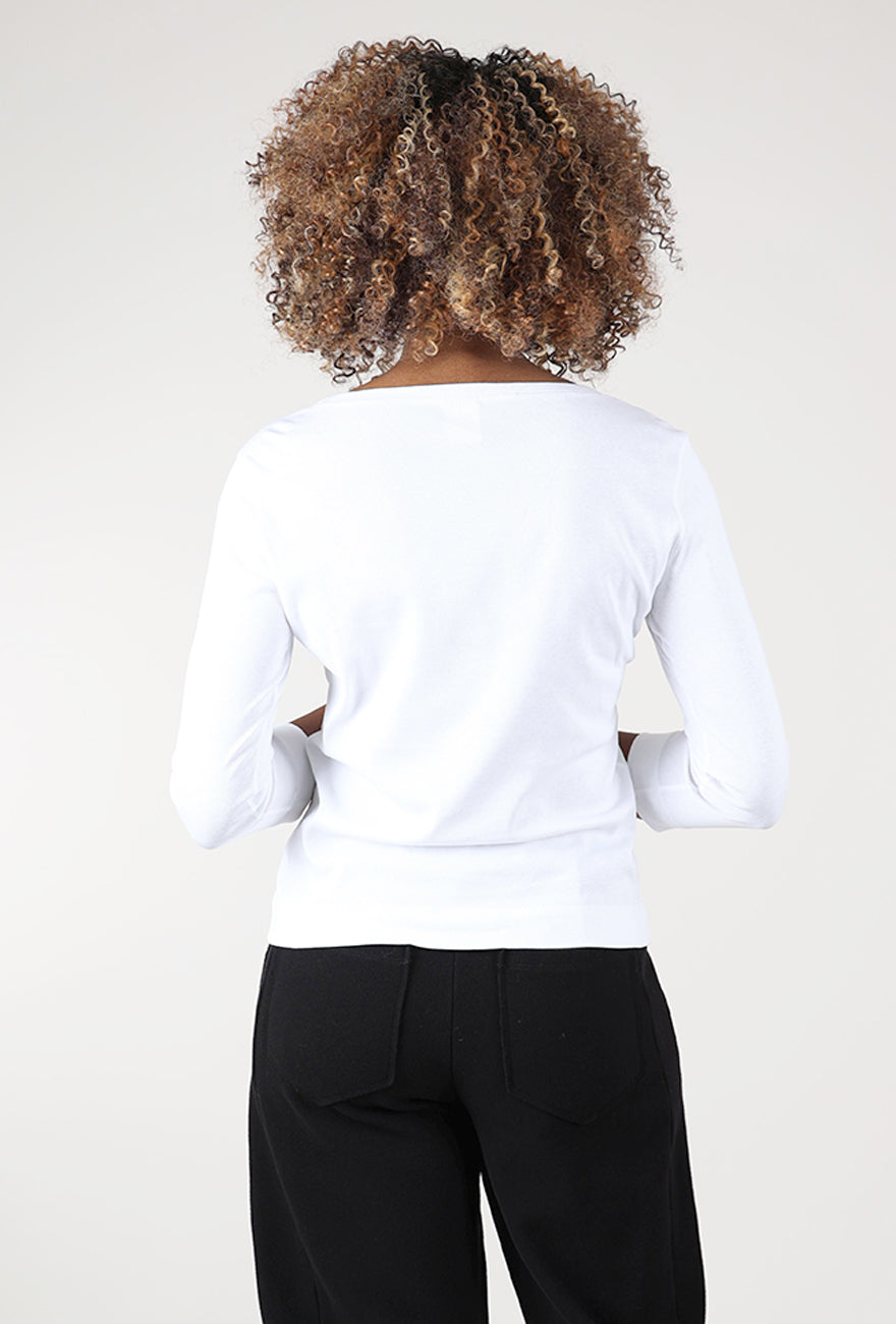 Organic Cotton Boatneck Tee, White Angle 3