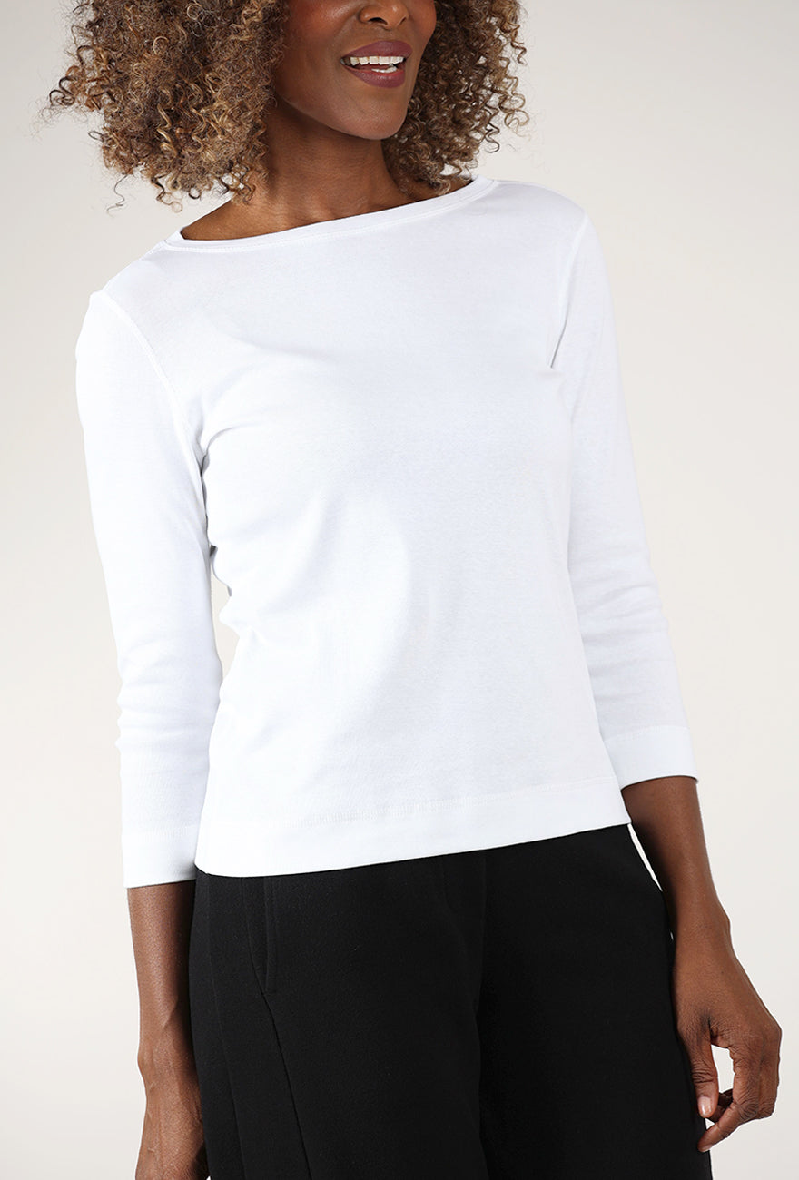 Organic Cotton Boatneck Tee, White