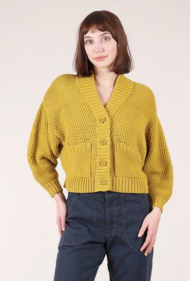 Curator Line Cardigan, Chartreuse 