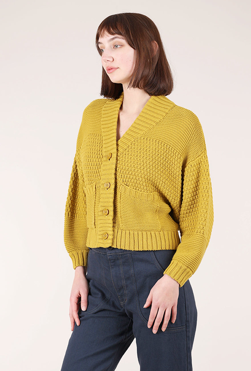 Curator Line Cardigan, Chartreuse 