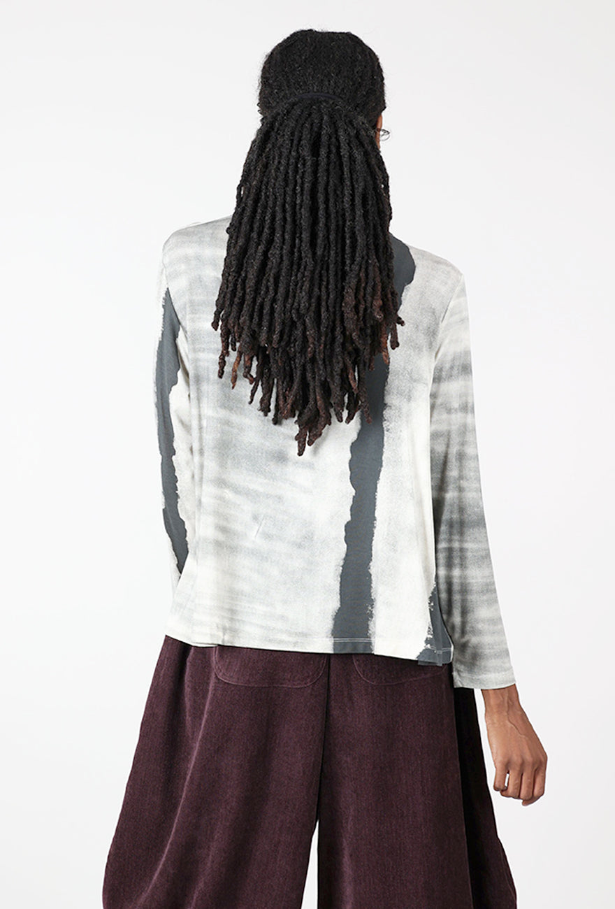 Fine Jersey Abstract Tneck, Ecru/Cement Angle 3