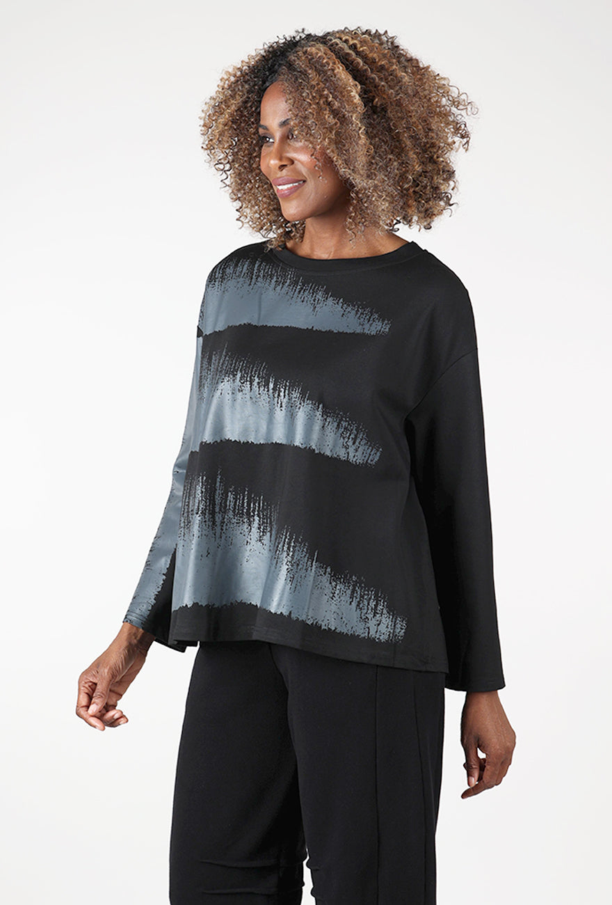 A-Line Graphic Tee, Black Angle 2
