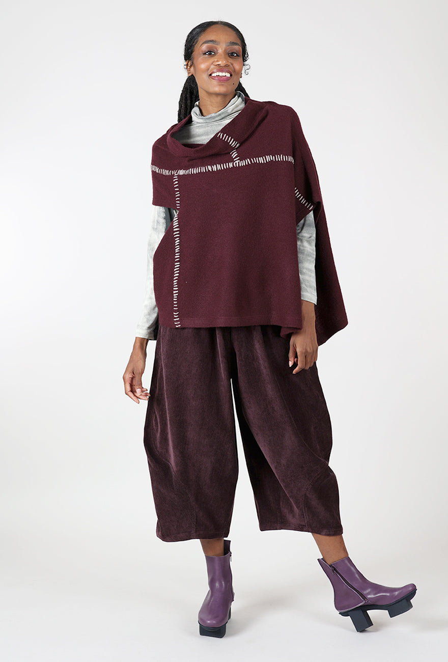 Accent Stitches Asym Sweater, Plum Angle 5