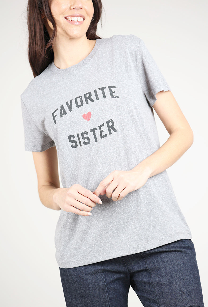 Favorite Daughter Favorite Sister Tee, Heather Gray 